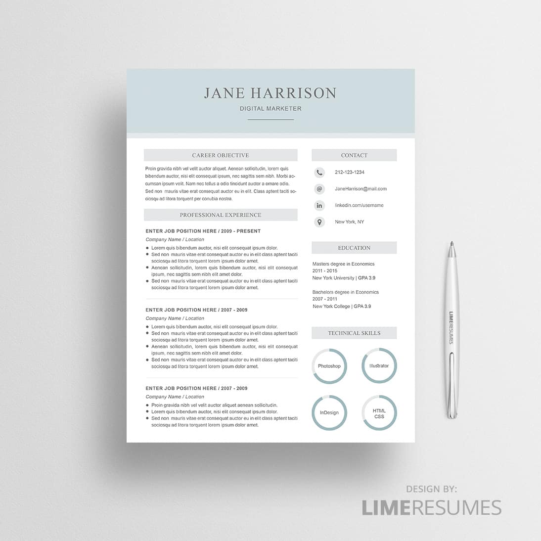 modern resume template    2 page resume