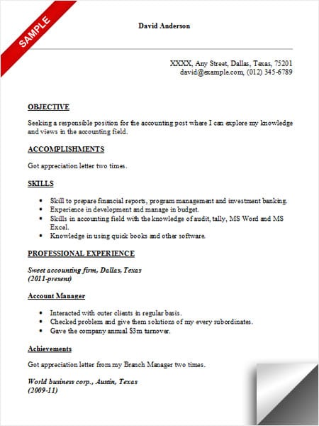 accounting resume sample